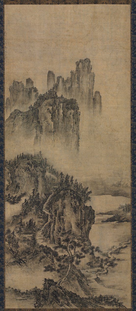 Landskap med et fjernt tempel av Unknown artist