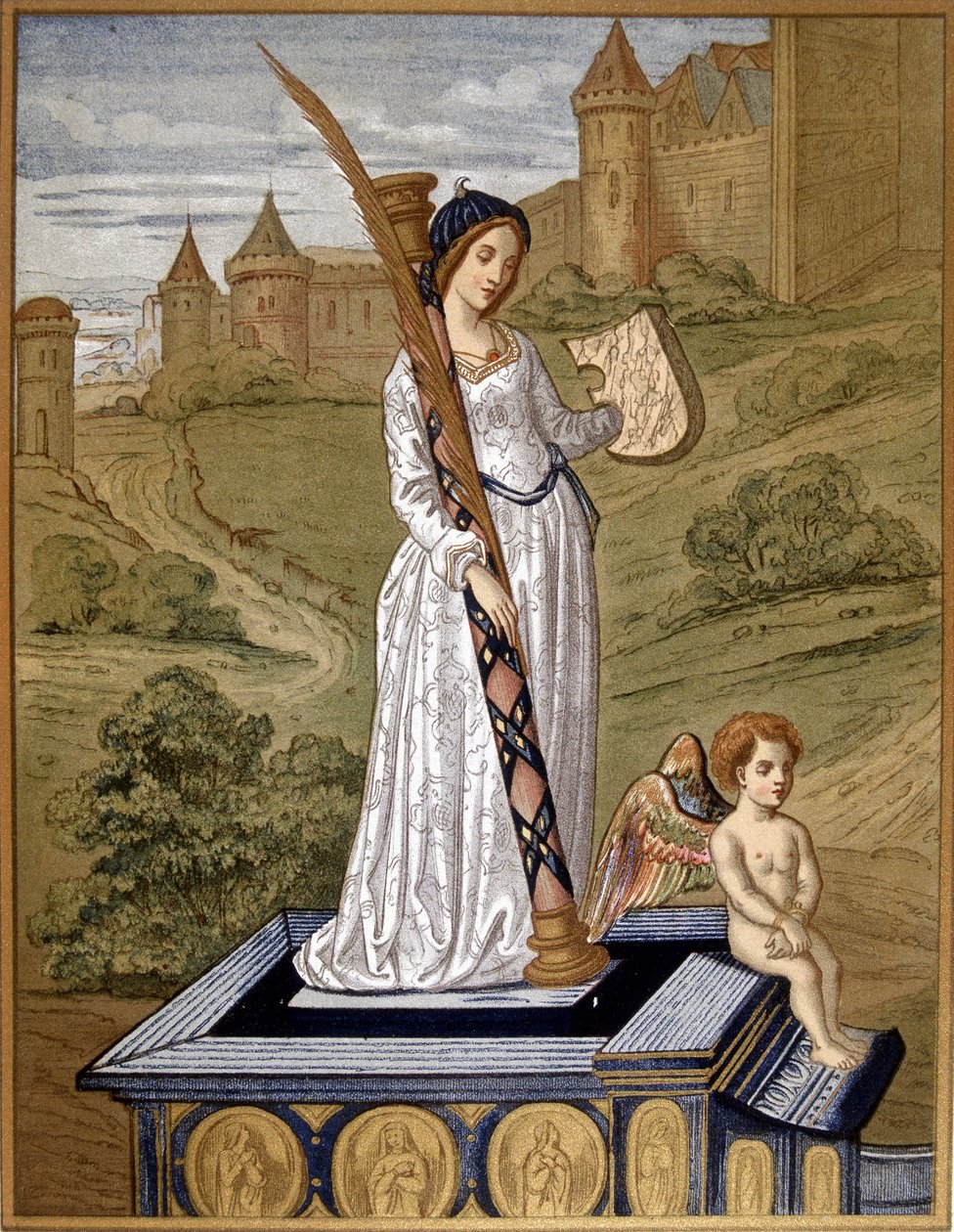Laure leder kjærligheten til kyskhetens tempel (Laura de Noves av Unknown artist