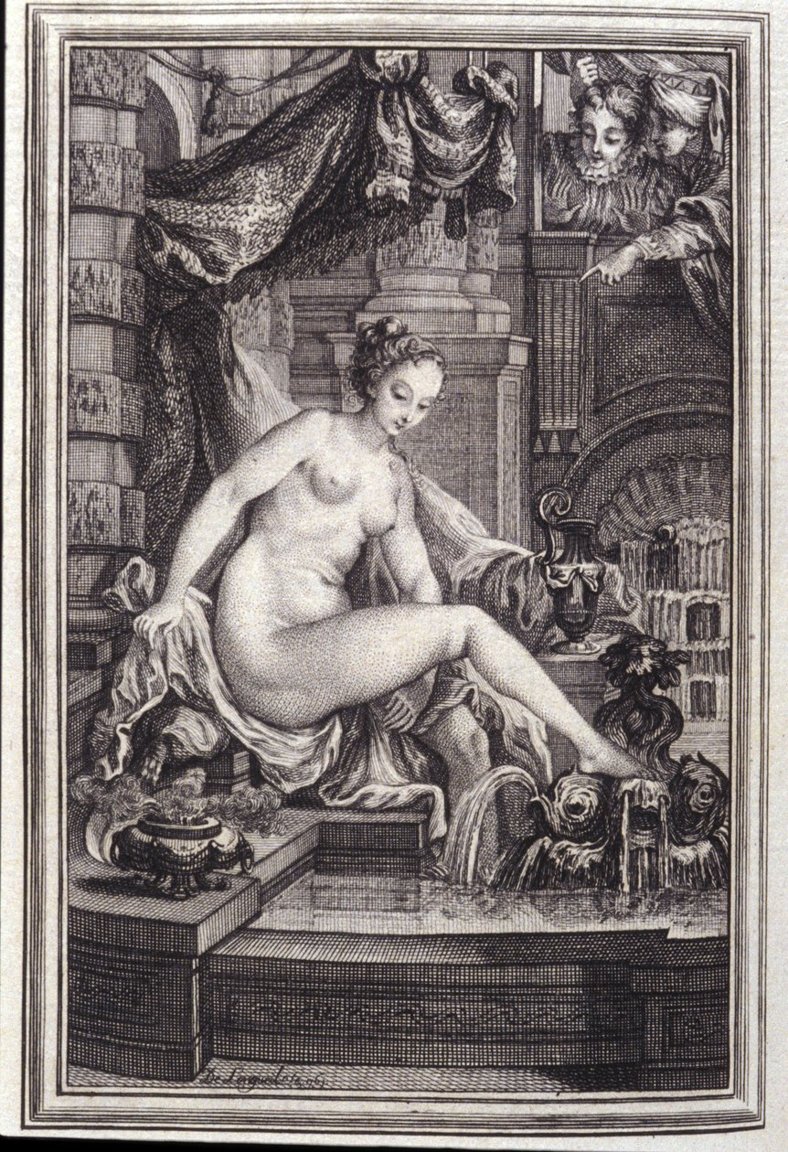 Kong Candaules og mesteren til høyre - i "Fortellinger og noveller på vers" av Jean La Fontaine. 1762. av Unknown artist
