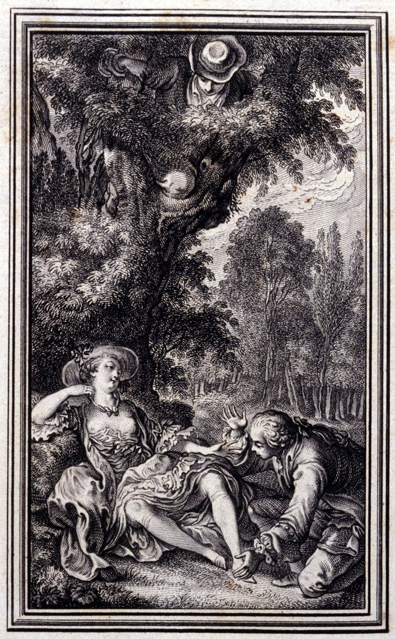 Landsbyboeren som mistet kalven sin - i "Fortellinger og noveller på vers" av Jean La Fontaine. 1762. av Unknown artist