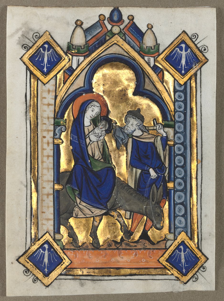 Leaf excised from a Psalter: Flight Into Egypt av Unknown artist