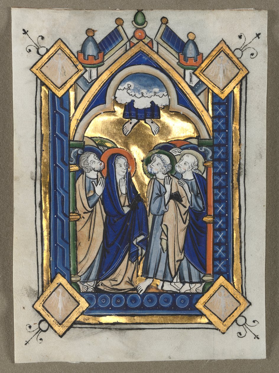 Blad utskåret fra en Psalter: Oppstigningen av Unknown artist