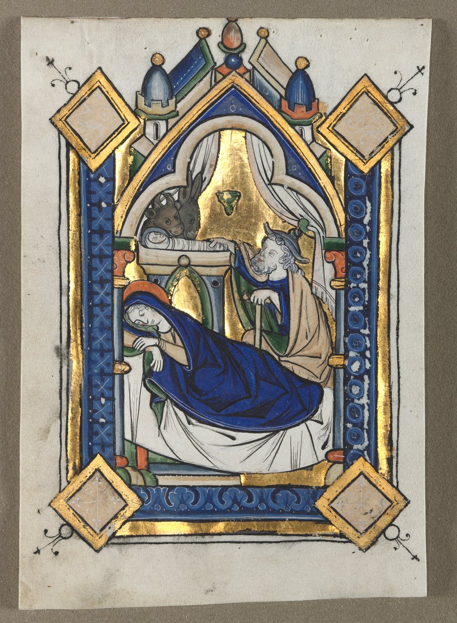 Blad skåret ut fra en psalter: fødselen av Unknown artist