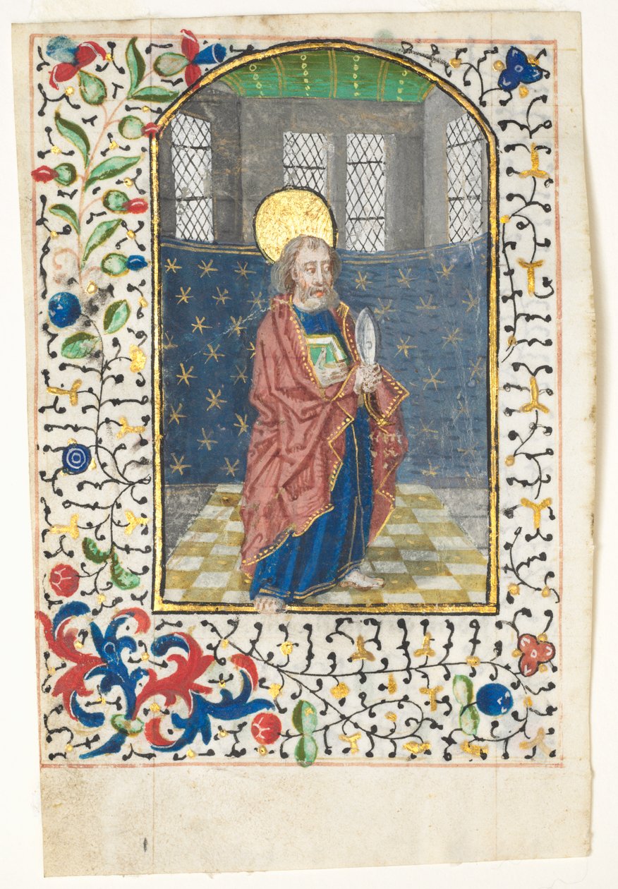 Blad fra en timebok: St. Bartholomew av Unknown artist