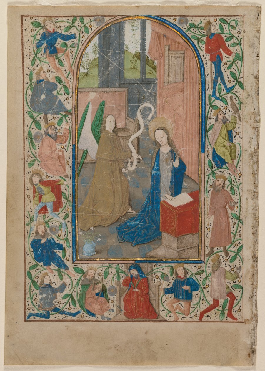 Leaf from a Book of Hours: The Annunciation (recto) av Unknown artist