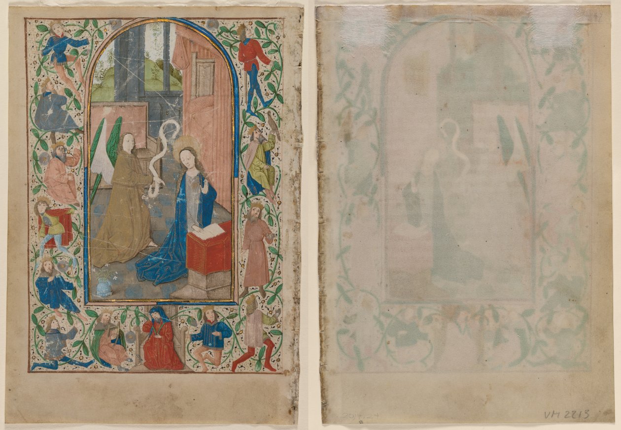 Blad fra en timebok: Bebudelsen av Unknown artist