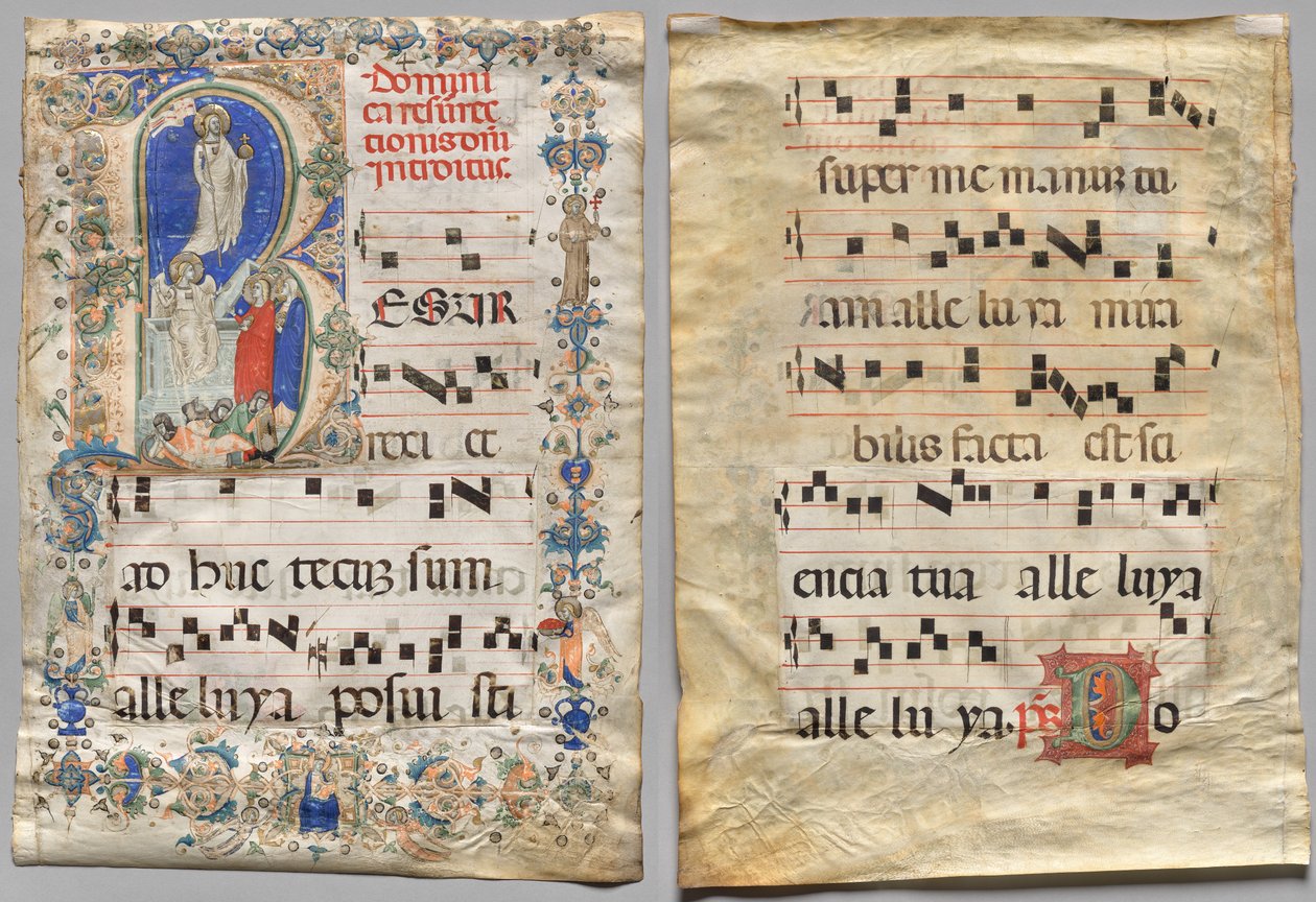 Leaf from a Gradual: Historiated Initial R: The Resurrection (recto) og Initial D (verso) av Unknown artist
