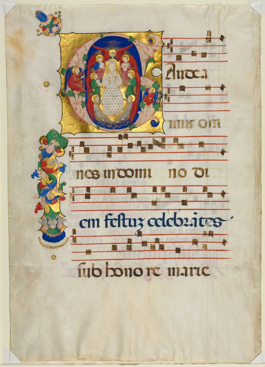 Leaf from a Gradual with Historiated Initial (G): Mary as Queen of Heaven av Unknown artist