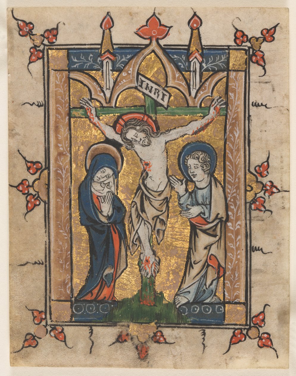 Blad fra en Psalter: Korsfestelsen av Unknown artist