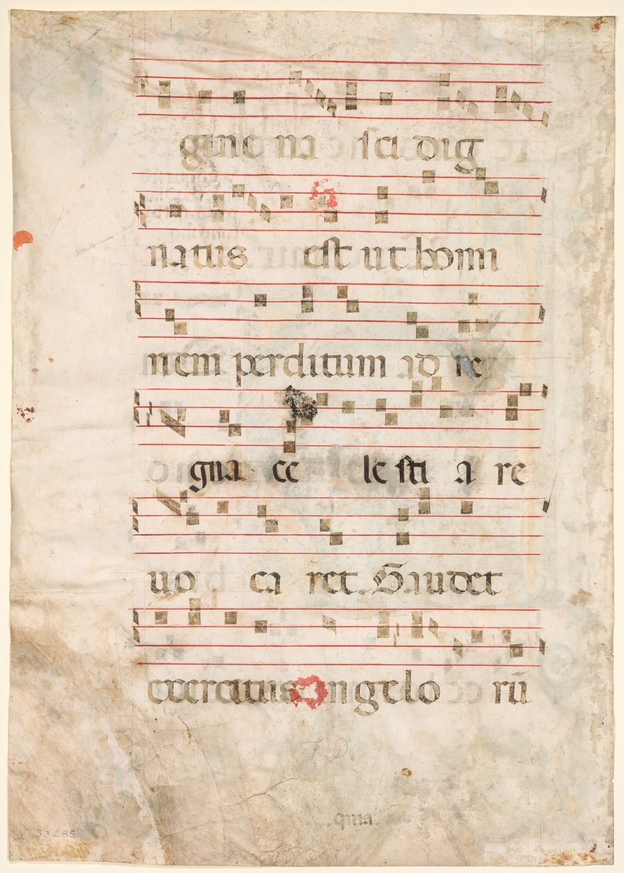 Leaf from an Antiphonary: Musikk (verso) av Unknown artist