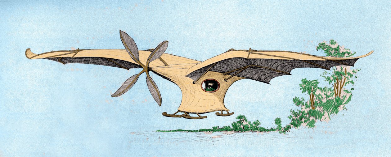 L'eole, la machine volving av Clement Ader (1841-1925) av Unknown artist