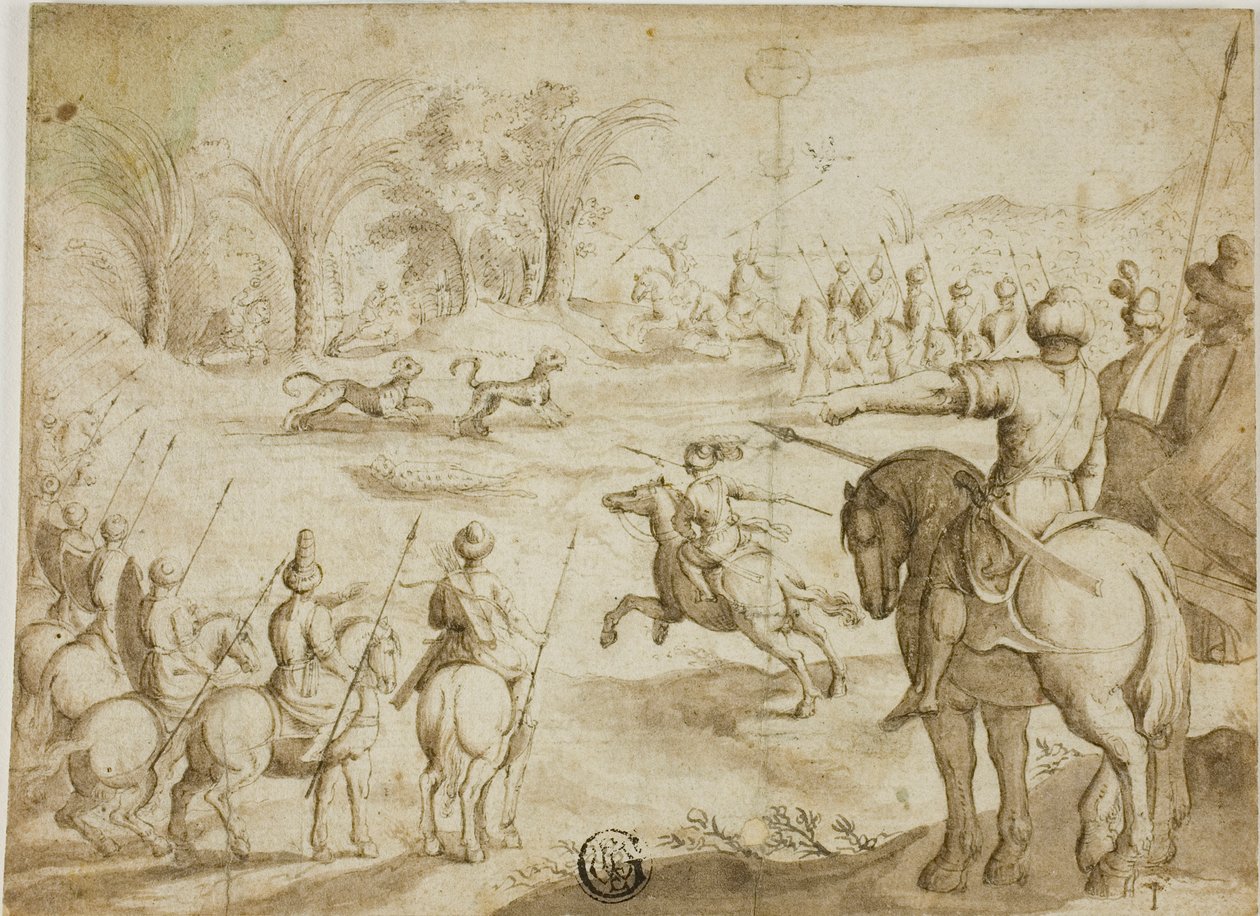 Leopardjakt i Persia av Unknown artist
