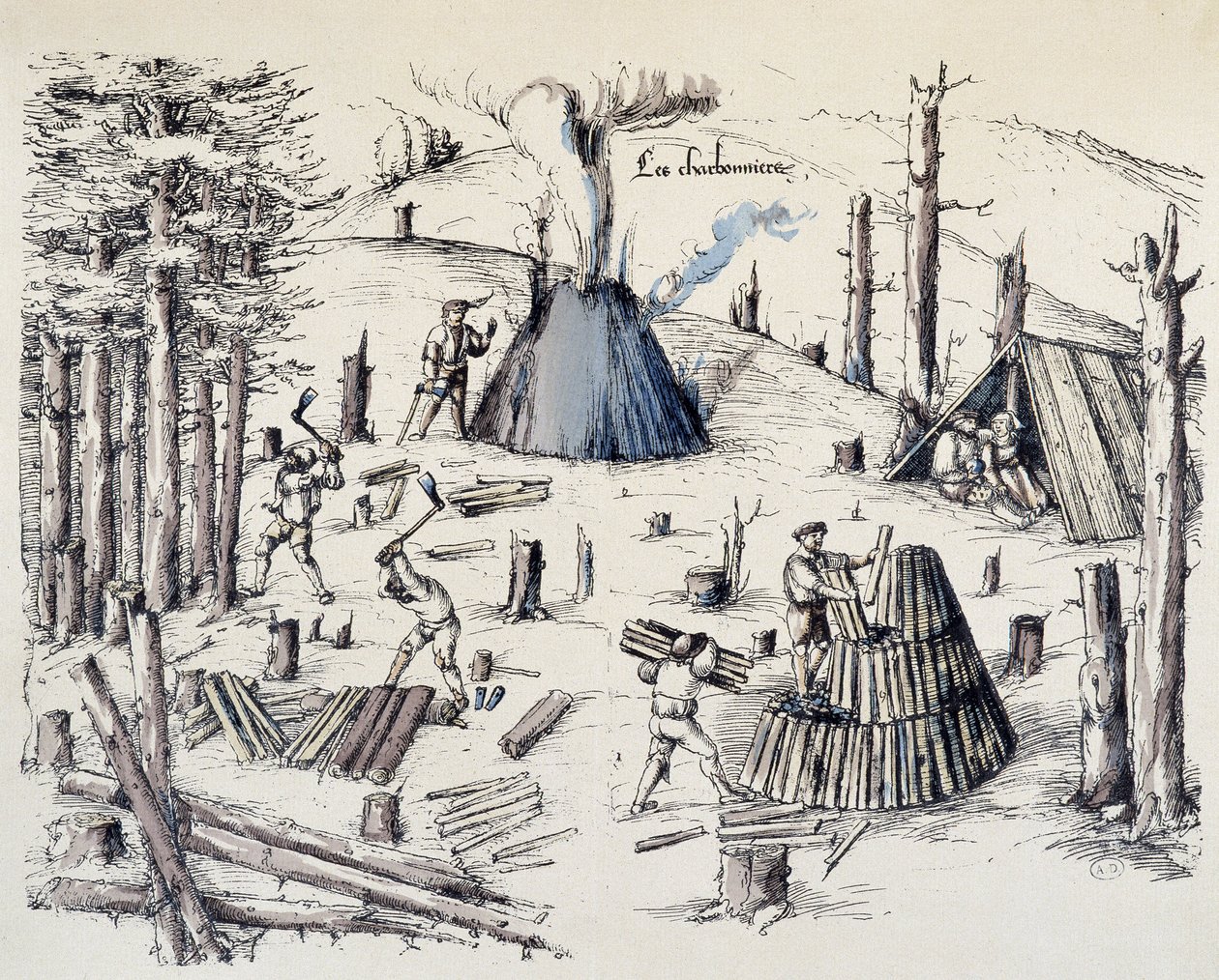 Kullgruvearbeiderne - i "" La cross aux mines""" av Unknown artist