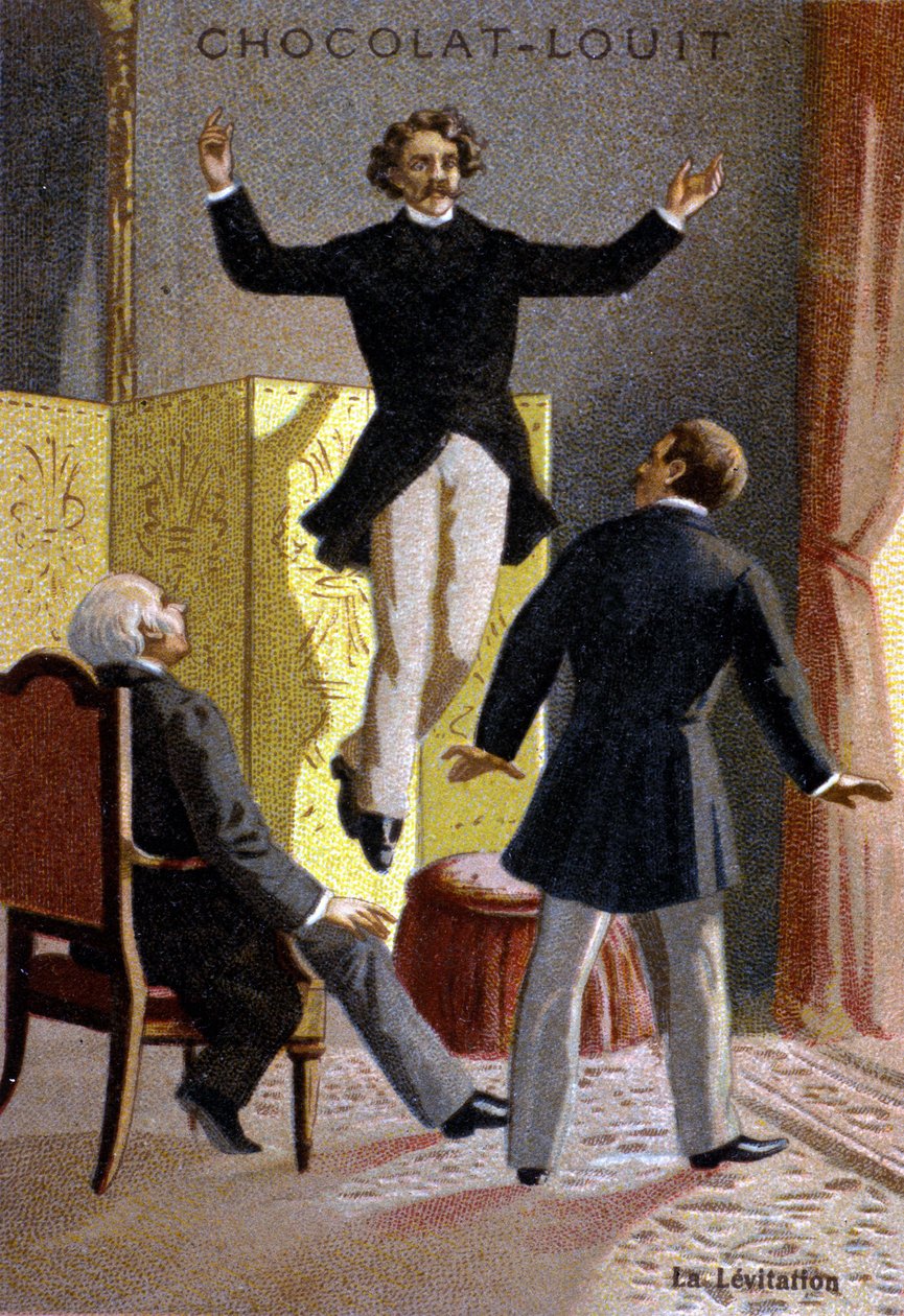 Levitasjonseksperiment. kromolitografi fra slutten av 1800-tallet.. av Unknown artist