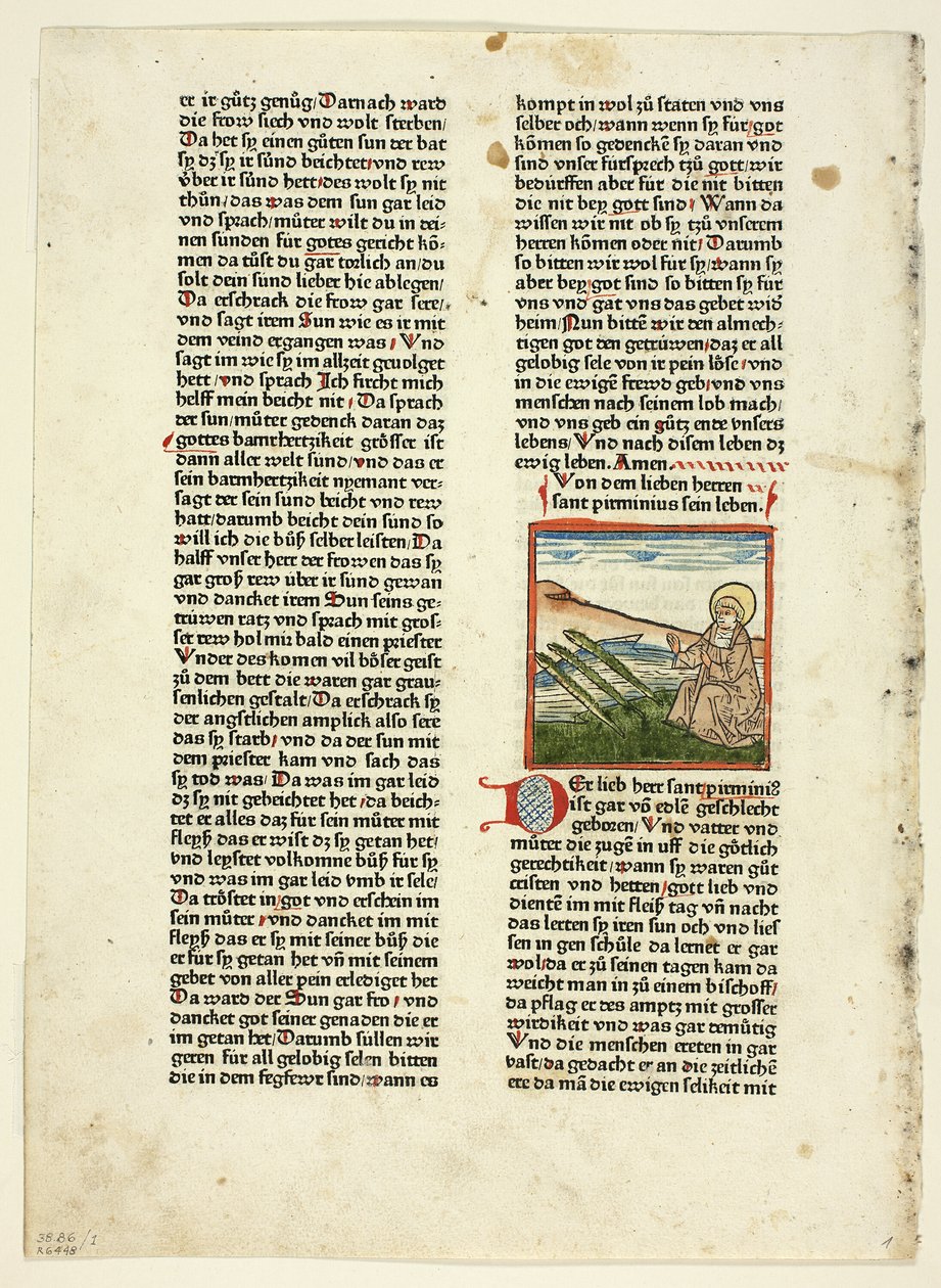 Life of Saint Pirminius fra Heiligenleben, Winterteil (Lives of the Saints, Wintertime), Plate 1 fra Tresnitt fra Books of the 15th Century av Unknown artist