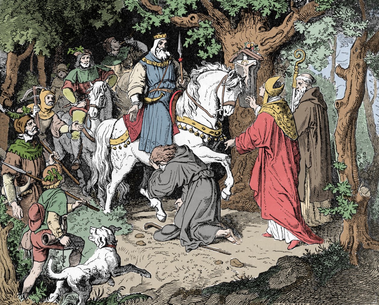 Liudolf (Liudolf, hertug av Schwaben) (930-957) ber om tilgivelse fra sin far Otton I av Det hellige rike (Otto I, den hellige romerske keiseren) av Unknown artist