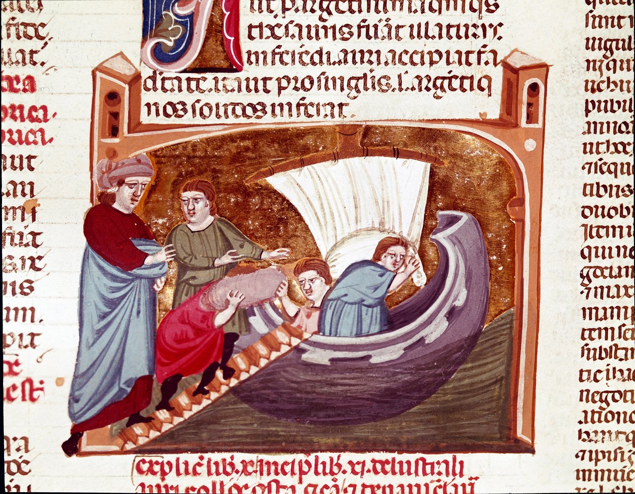 Laster et skip på tiden av keiser Justinian (miniatyr av Unknown artist
