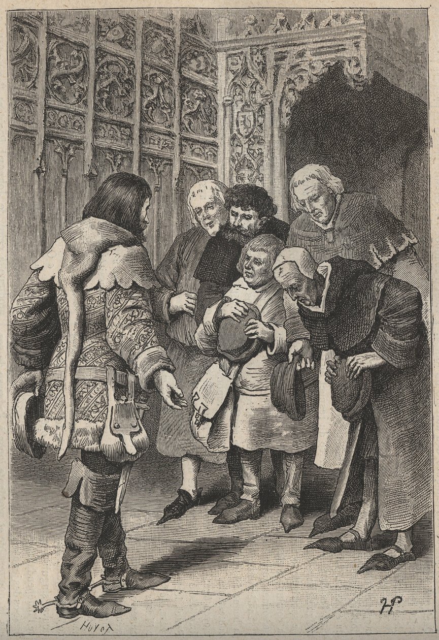 Lord Patrice Charteris and the Bourgeois of Perth - 1800-tallsillustrasjon for den historiske romanen "The Pretty Girl of Perth or Valentine