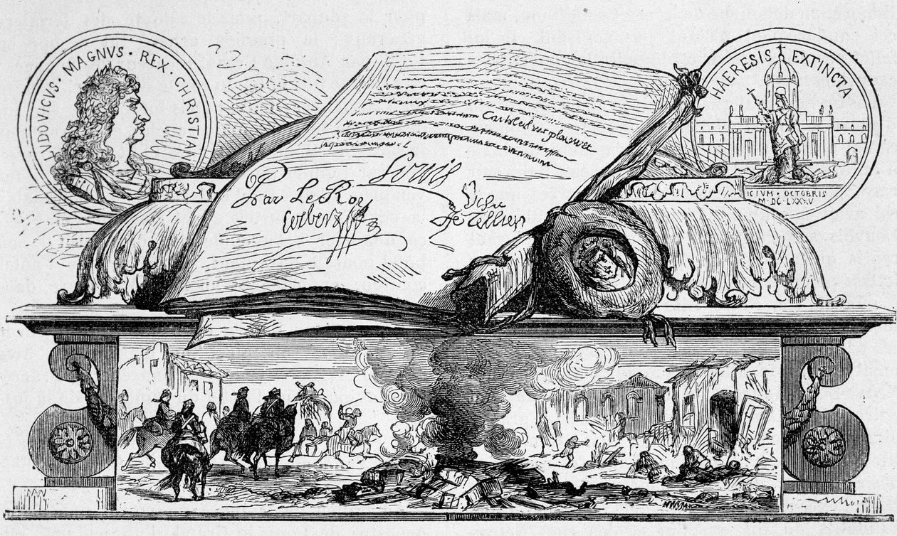 Louis XIV signerte tilbakekallingen av redigeringen av Nantes. av Unknown artist