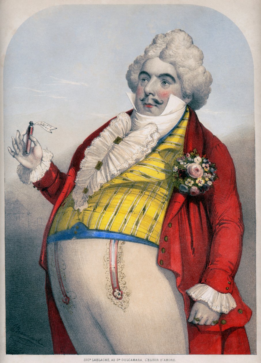 Luigi Lablache, italiensk bass som Dr. Dulcamara i Donizettis The Elixir of Love av Unknown artist
