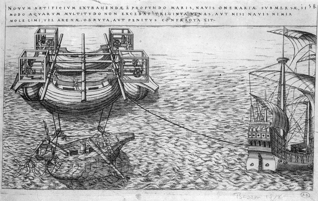 Maskin for redning av skip på 1500-tallet - utg. 1578 av Unknown artist