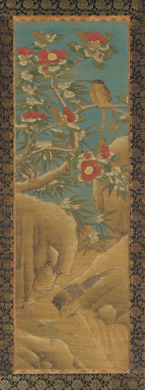 Magpies og Camelias in the Snow av Unknown artist