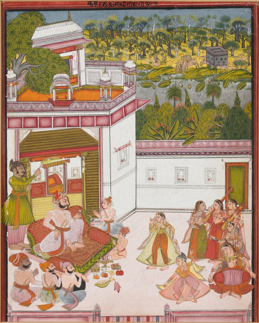 Maharaja fra Kotah lytter til musikk og ser på dansere av Unknown artist