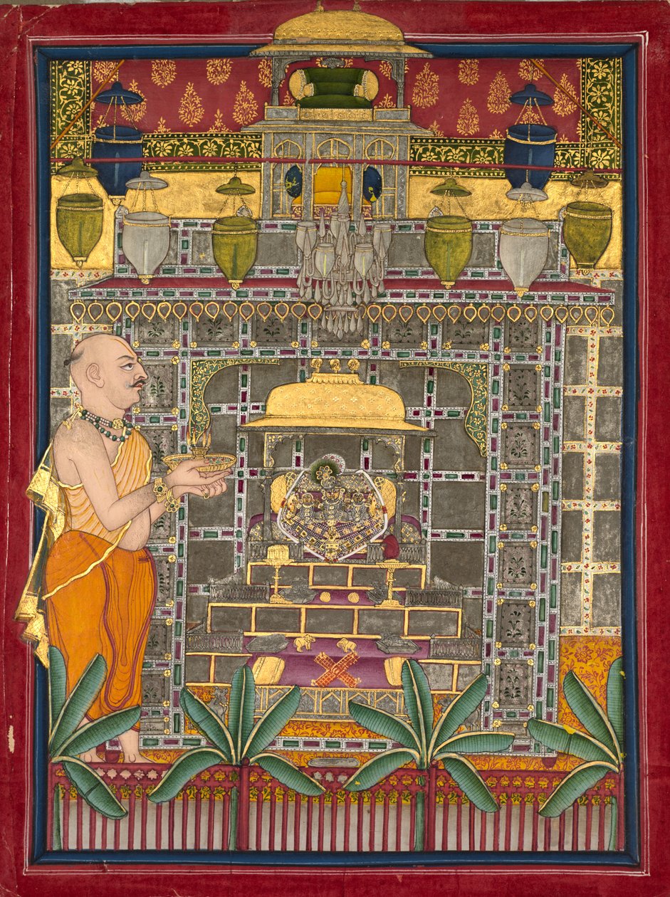 Maharao Kishore Singh I fra Kota (R. 1819–28) Krishnas bro Rajji krigsskip av Unknown artist
