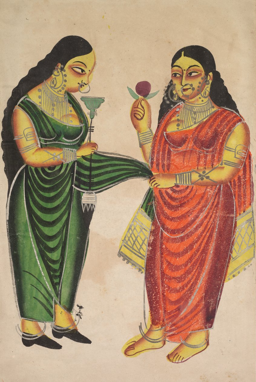 Hushjelp som bringer en vannpipe til en dame (recto) av Unknown artist