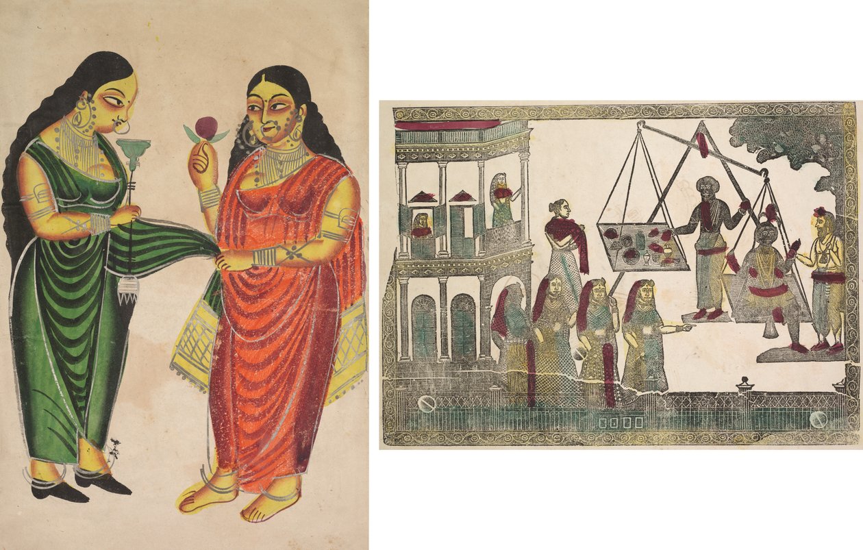 Maid Bringing a Hookah to a Lady (recto); Krishna vektet mot dyrebare gjenstander (?) (verso) av Unknown artist