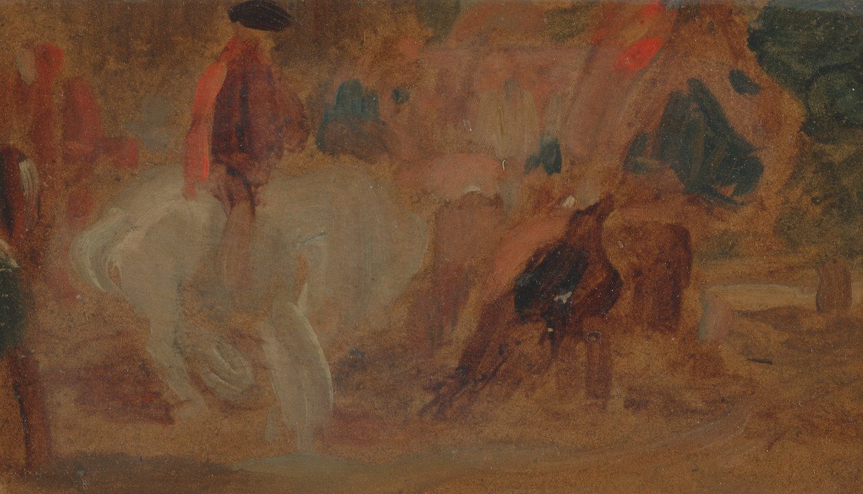 Mann på en hvit hest av Unknown artist