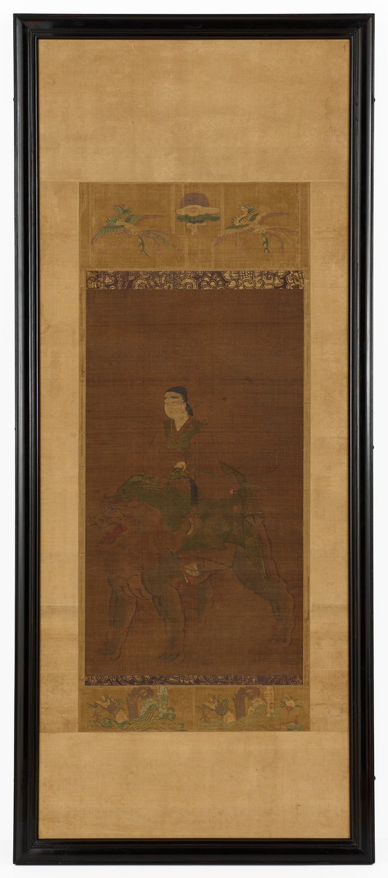 Manjushri riding a lion av Unknown artist