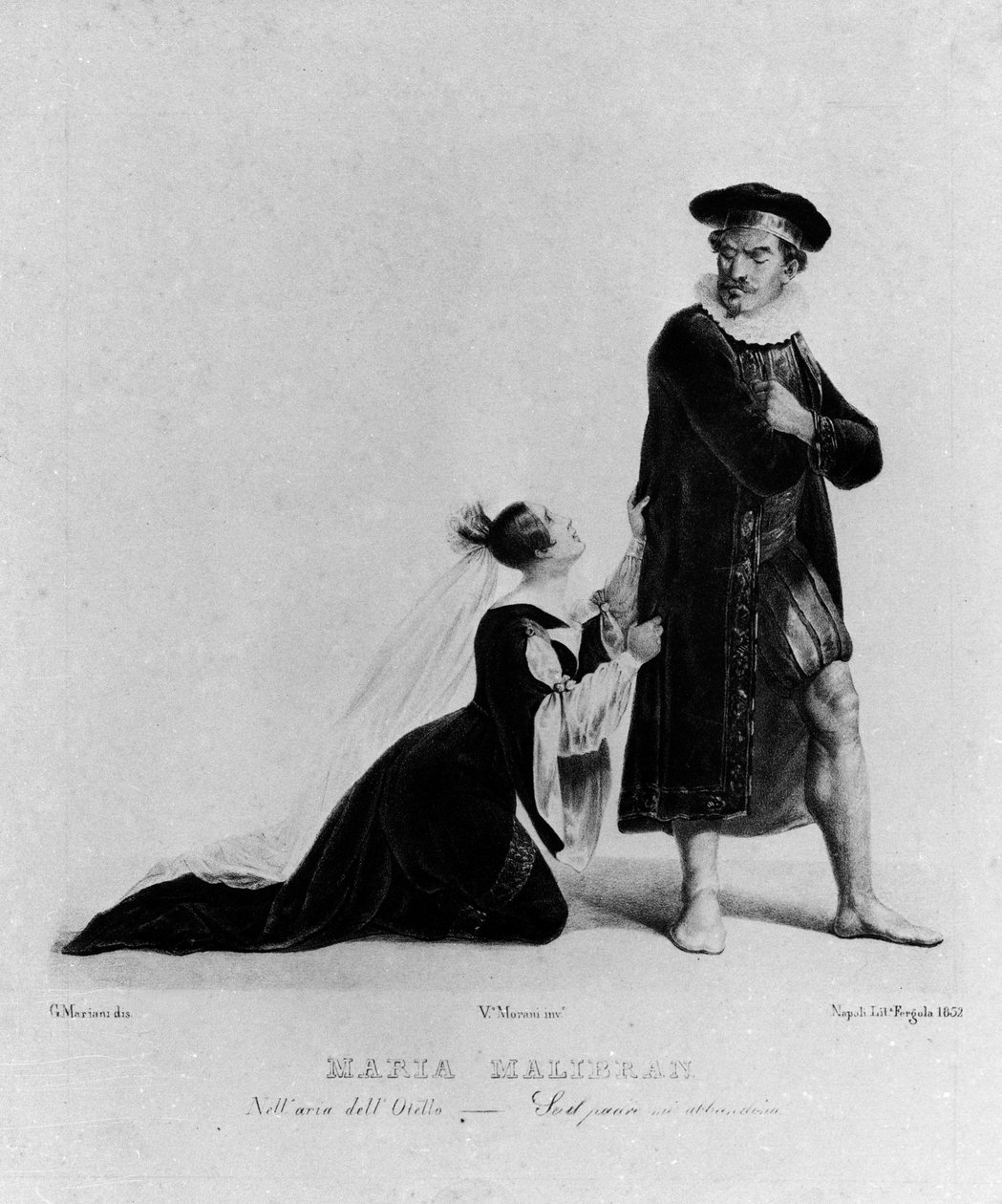 Maria Garcia kalte Malibran (1808-1836) sangeren og "Otello" av Giuseppe Verdi: "" Far hvis du forlater meg ... "" av Unknown artist