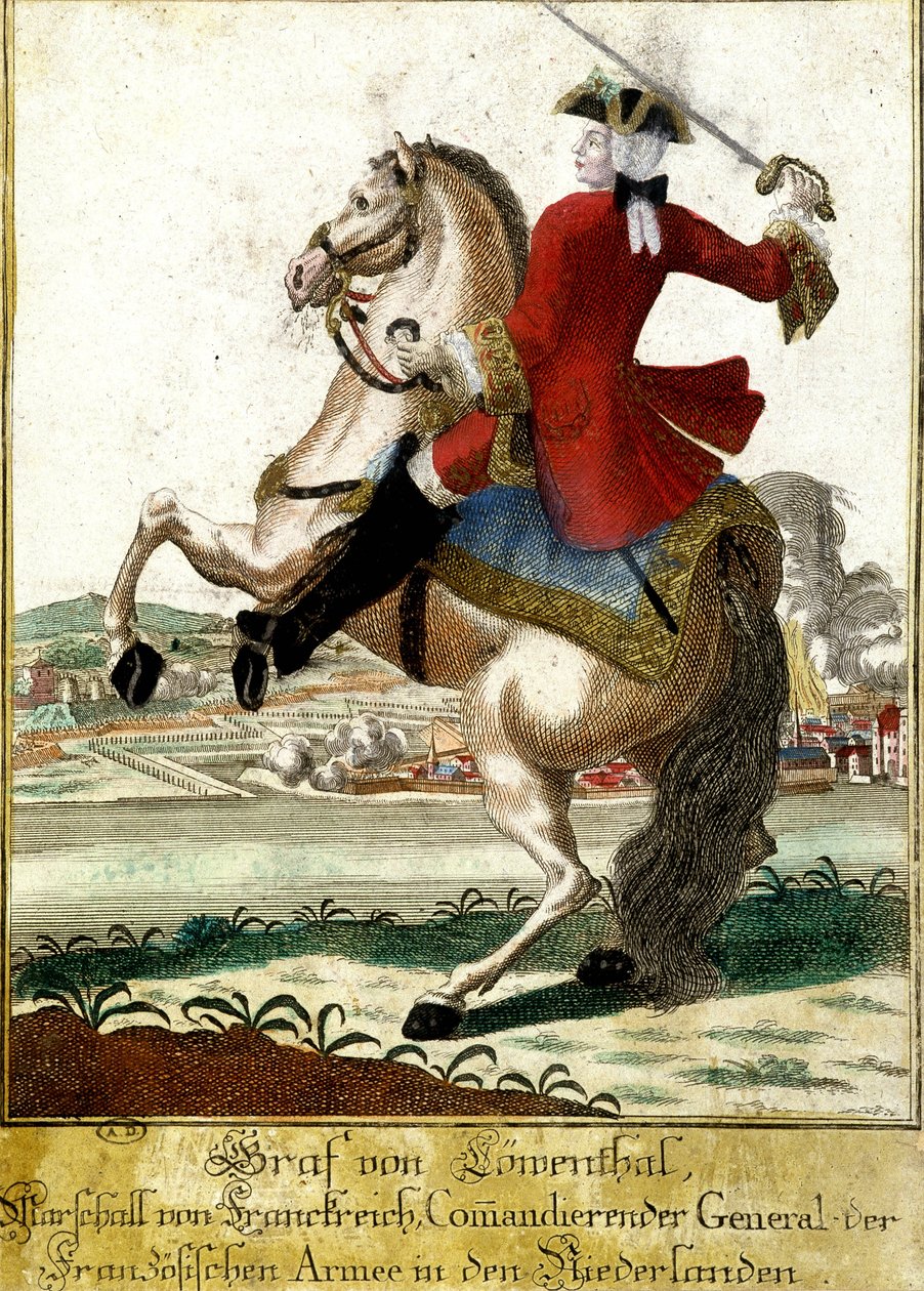 Marshal Loewendahl (1700-1755) i slaget ved Fontenoy, Belgia av Unknown artist