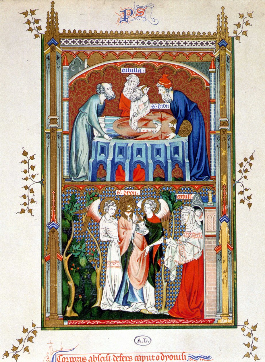 Martyrdom of Saint Denis, chromolithographi ifølge dokumenter fra 1400-tallet. av Unknown artist