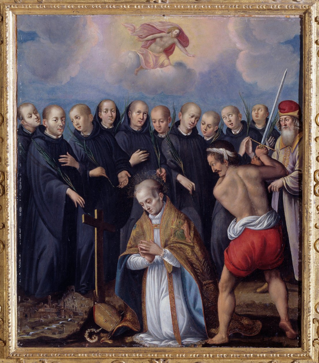 Martyrium of St Berontario, omgitt av hans munker Anonymous maleri av Unknown artist