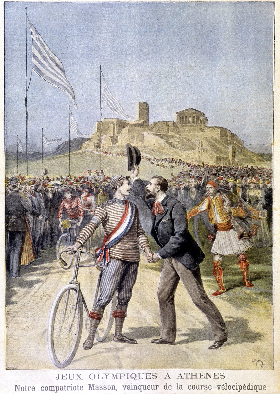 Masson vinner av det velocipedic race ved de olympiske leker i Athen - i "" Le Petite Journal"" av 26.04.1896 av Unknown artist
