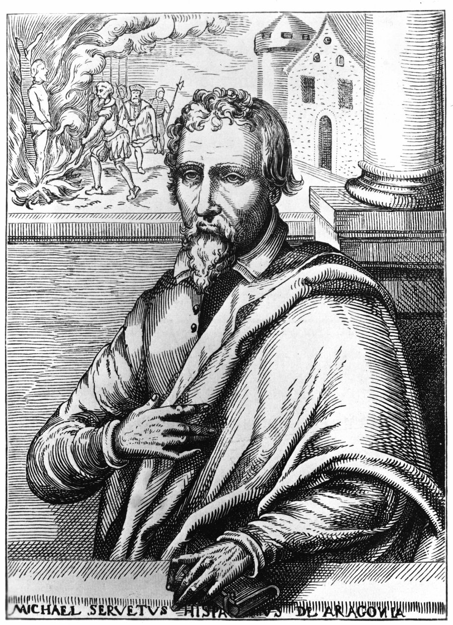 Michel Servet (Michel de Villanueva) (1511-1553), Spanish doctor and theologian. Engraving av Unknown artist