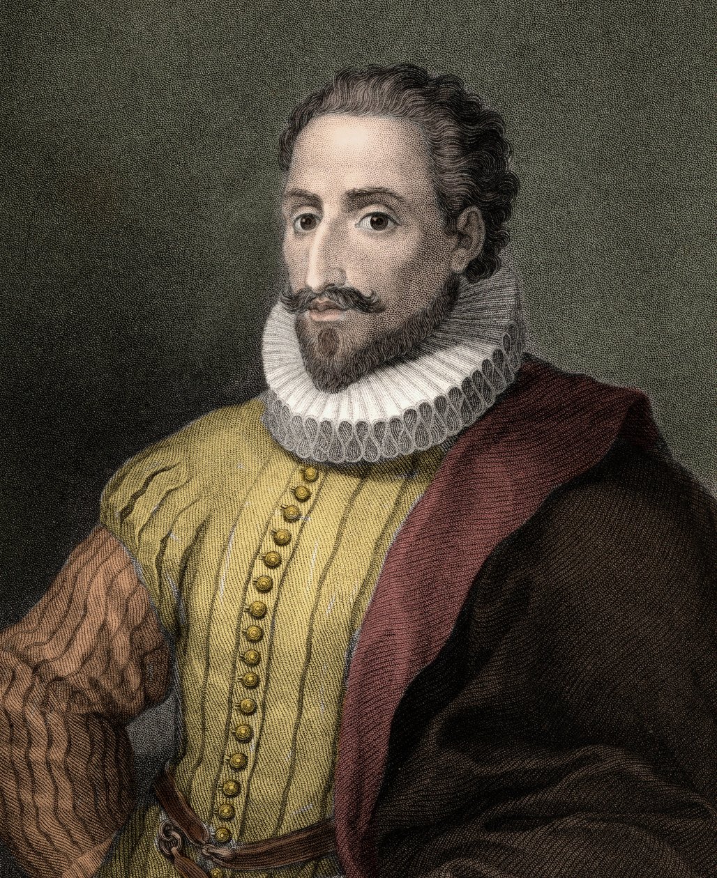 Miguel de Cervantes Saavedra 1547-1616 - gravering - 1800-tallet av Unknown artist