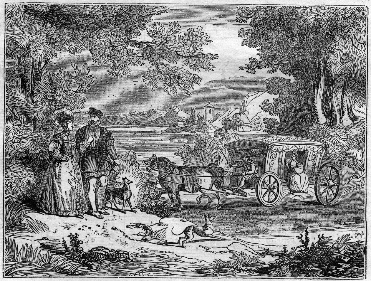 Milanesiske kostymer og vogn på 1600-tallet. av Unknown artist