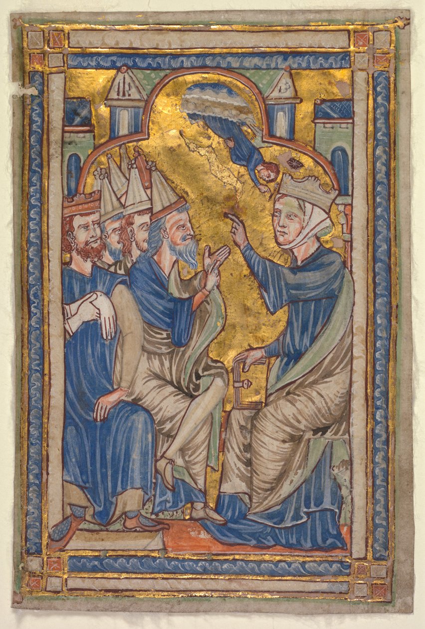 Miniatyr fra et kompendium av de helliges liv: Saint Catherine of Alexandria disputerer med de femti filosofene av Unknown artist