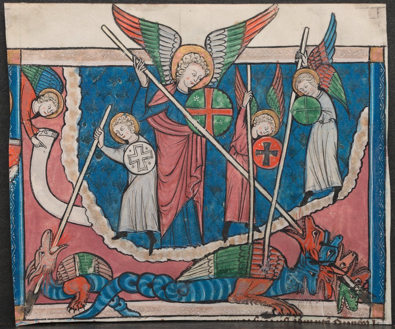 Miniatyr fra a manuscript of the Apocalypse: The War in Heaven av Unknown artist