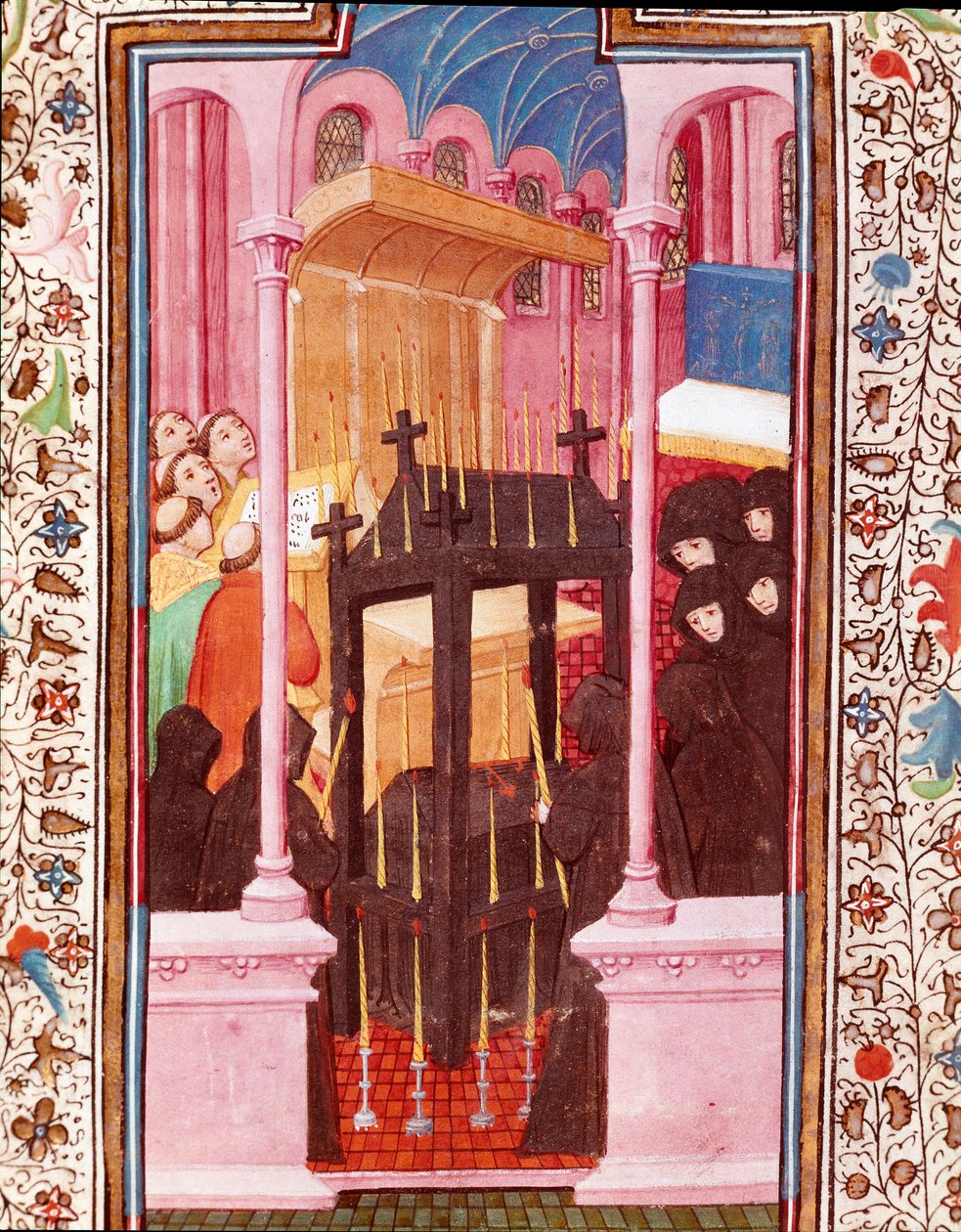 Miniatyr begravelsesscene fra "" The Hours of Edward I (Duarte) of Portugal (1391-1438)" Lisboa fra 1400-tallet, Torre do Tombo av Unknown artist