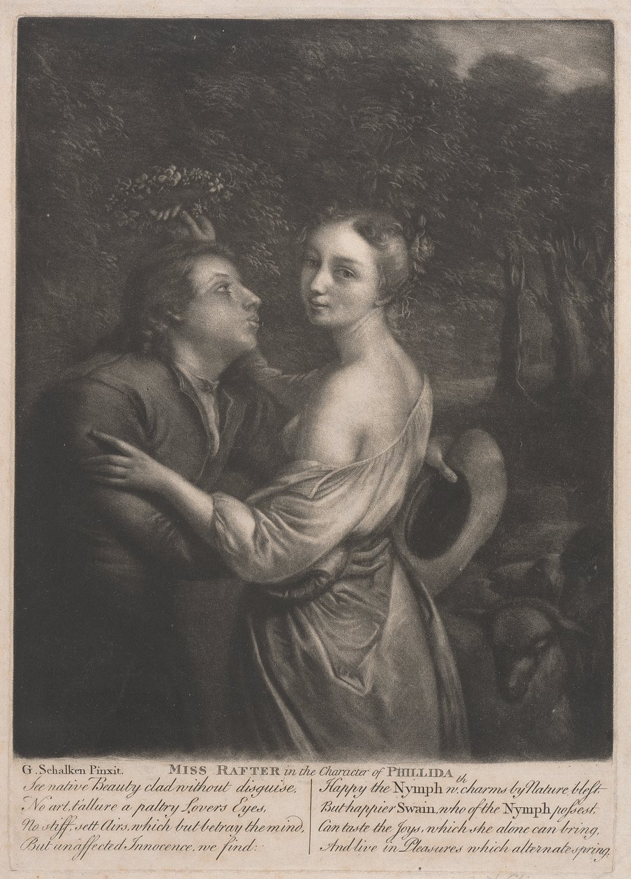 Frøken Rafter (1711-1785) i Character of Phillida av Unknown artist