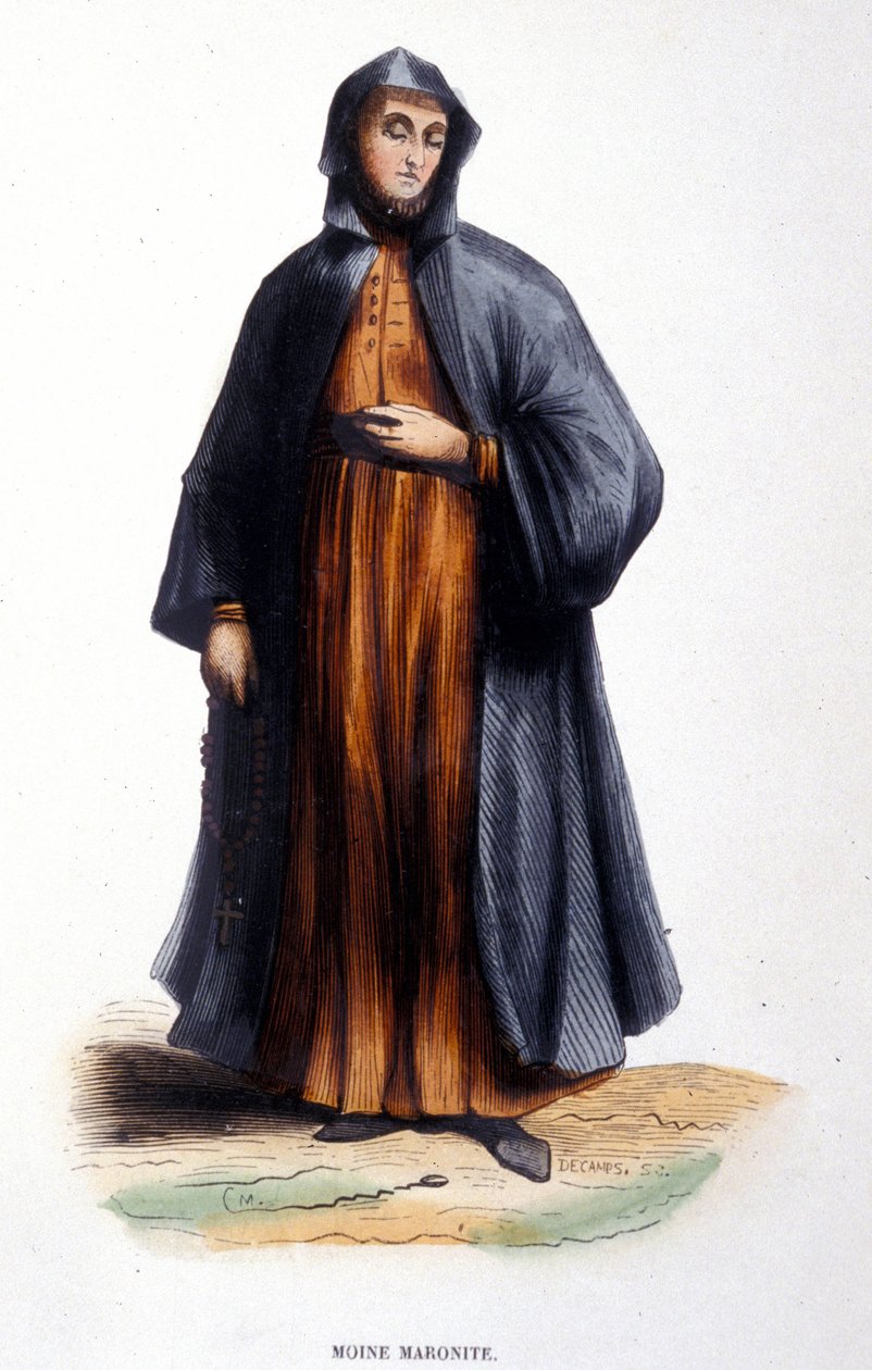 Moine Maronite. Gravering fra et album på religiøse ordre, Paris av Unknown artist