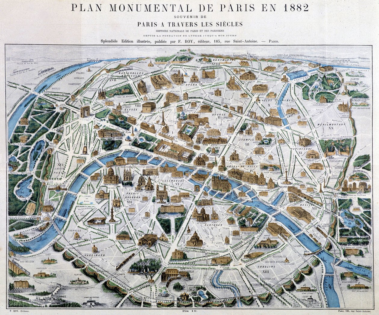 Monumental plan for Paris i 1882 av Unknown artist