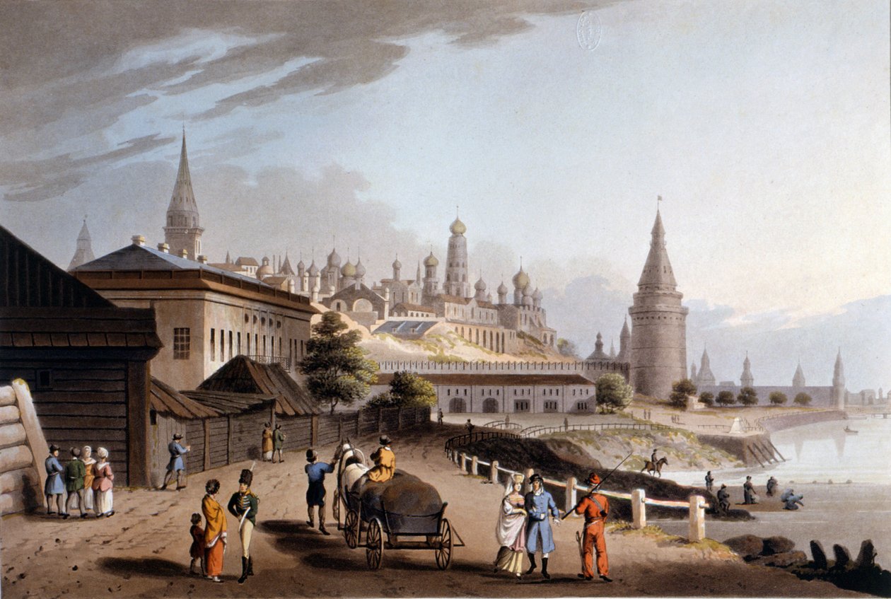 Moskva, Kreml. 1800-tallsillustrasjon. av Unknown artist