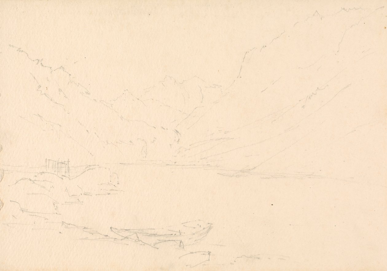Fjelllandskap og innsjø av Unknown artist