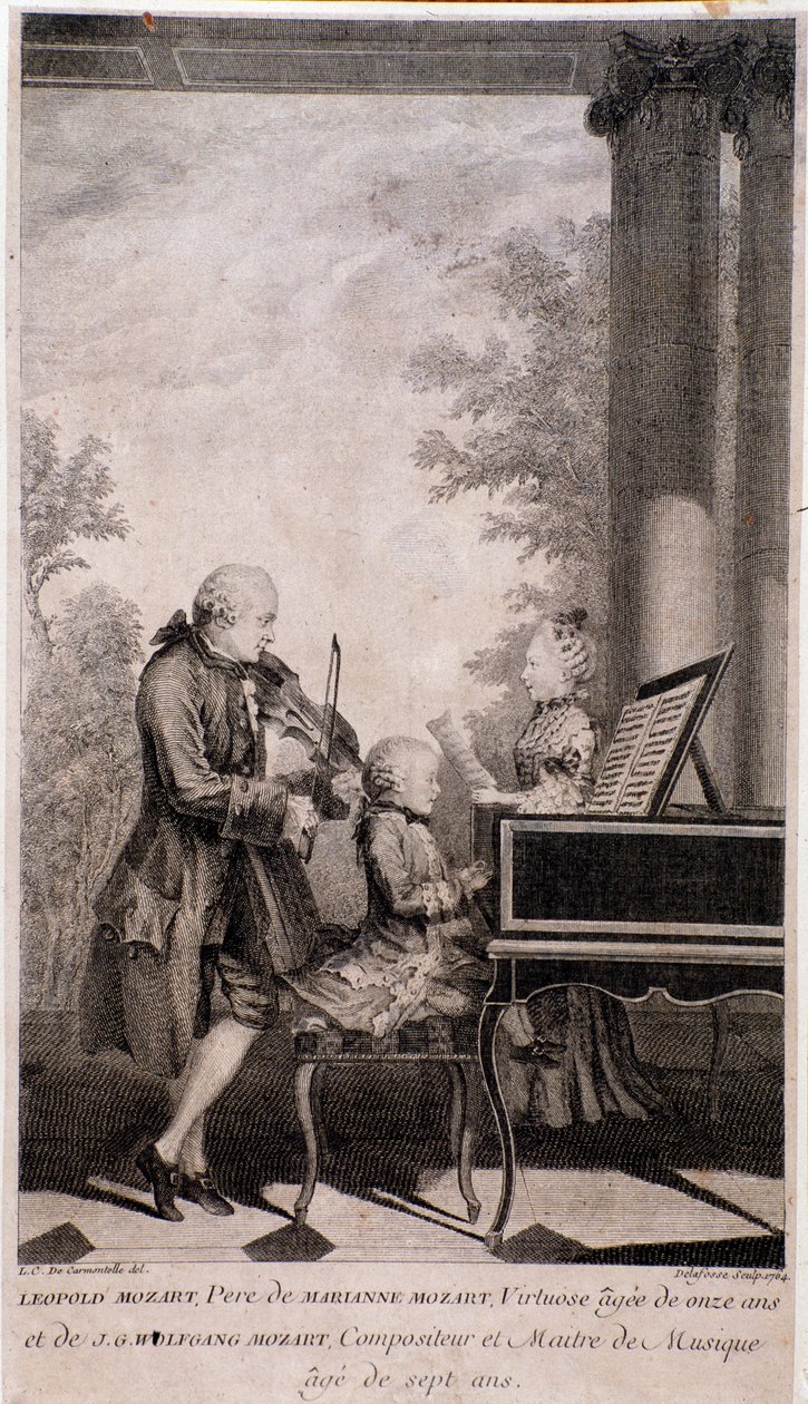 Mozart-familie på turné (gravering, etter 1777) av Unknown artist