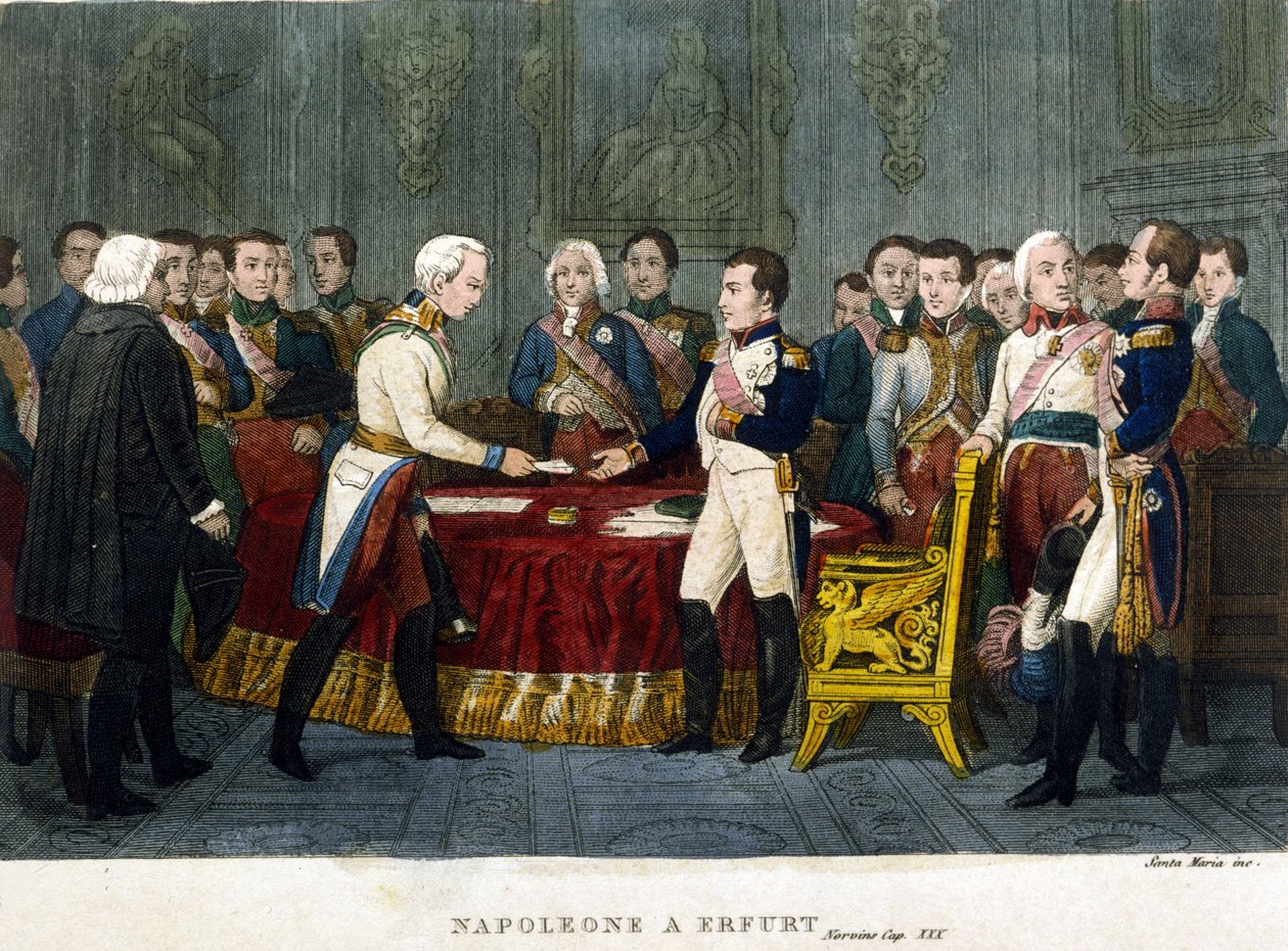 Napoleon I (1769 - 1821) møtte Alexander I i Erfurt i 1808. av Unknown artist